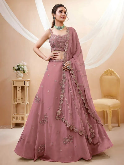 Designer Dusty Rose Sequin Lehenga - Exclusive Wedding Wear for Women