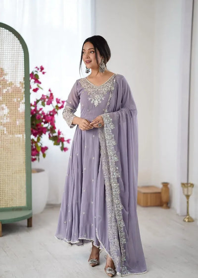Designer Embroidered Anarkali Gown - Festive Wear with Dupatta | Sizes M-XXL