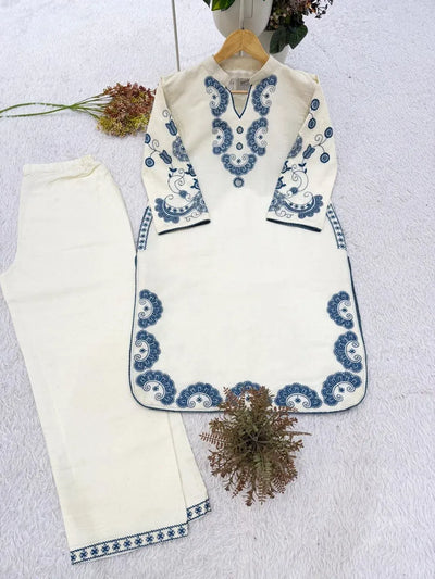 Designer Embroidered Co-ord Set - Luxe Cora Cotton Festive Wear for Women