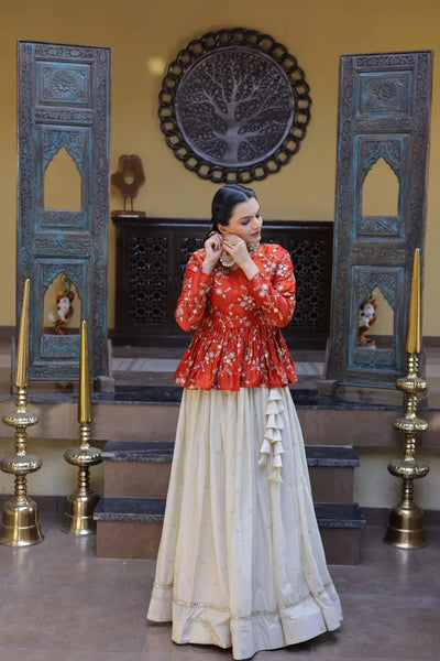 Designer Embroidered Peplum Lehenga Set - Full-Stitched Festive Wear for Women