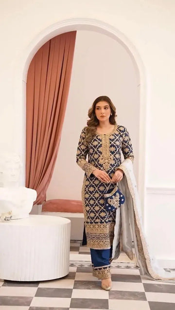 Designer Embroidered Plazzo Suit - Festive Party Wear for Women