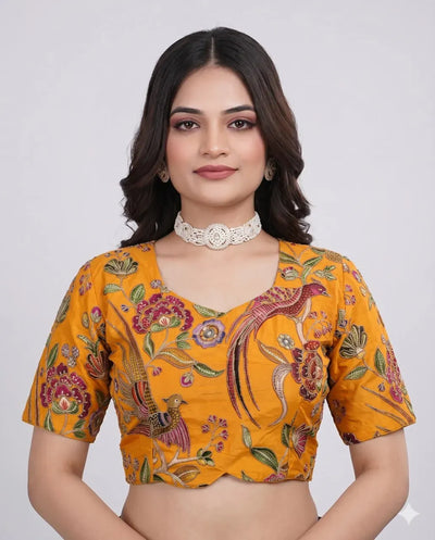 Designer Embroidered Readymade Saree Blouse - Padded Sweetheart Neck Festive Wear for Women
