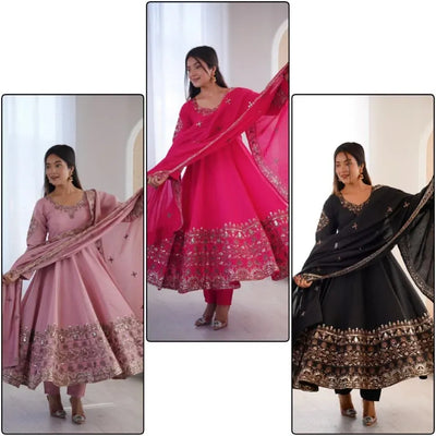 Designer Embroidered Sequence Anarkali Gown Set - Festive Wear for Women