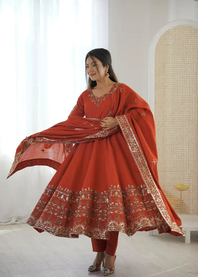 Designer Embroidered Sequence Anarkali Suit - Elegant Party Wear Gown for Women