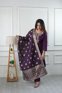 Designer Embroidered Silk Suit Set for Women | Party Wear