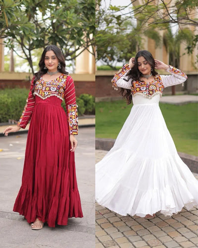 Designer Ethnic Gown - Heavy Mirror Work Festive Wear for Women