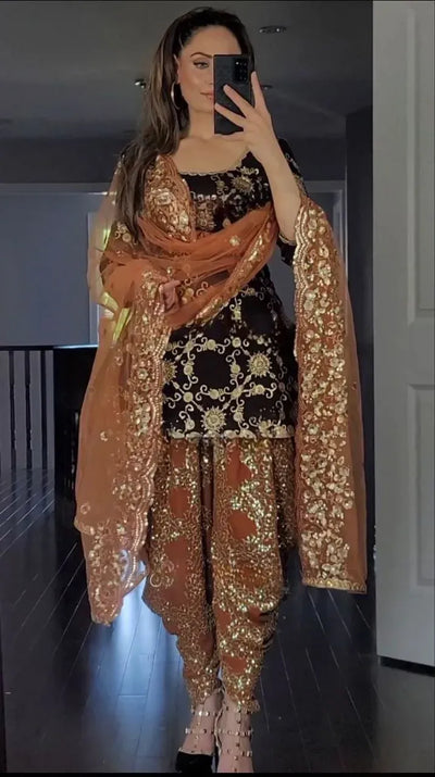 Designer Faux Georgette Dhoti Set - Heavy Sequence Work for Festive Wear