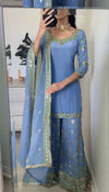 Designer Faux Georgette Sharara Suit - Heavy Embroidery for Festive Wear