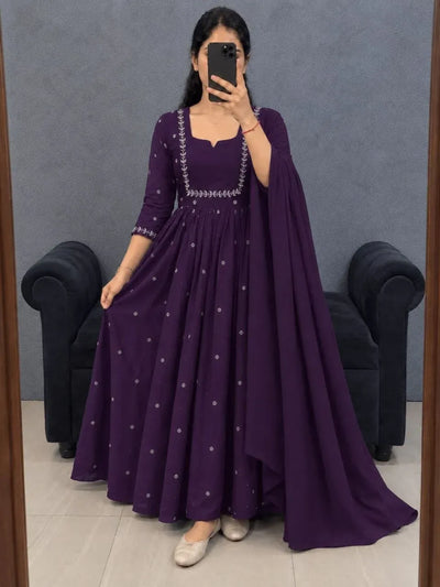 Designer Fendi Silk Anarkali Gown - Handcrafted Festive Wear for Women