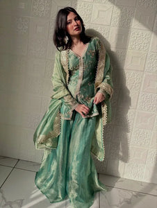 Designer Fendi Silk Plazzo Suit - Heavy Embroidery for Party Wear Women