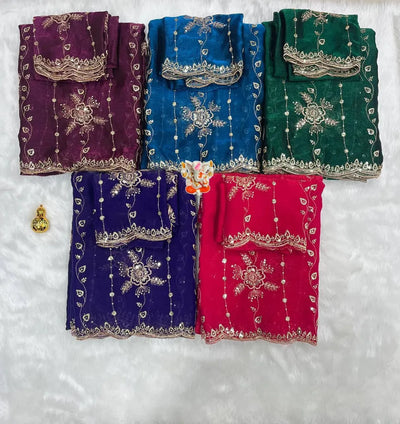 Designer Fendy Chiffon Saree - Exquisite Embroidery for Women