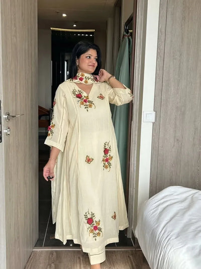 Designer Festive Chinon Kurti Set - Heavy Embroidery with Dupatta
