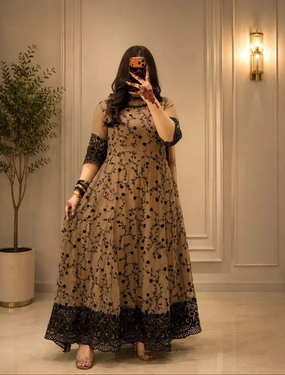 Designer Fox Georgette Gown - Heavy Embroidery Festive Wear for Women