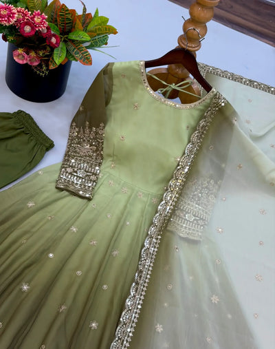 Designer Georgette Gown - Festive Heavy Sequence Work with Dupatta | Sizes M-XXL