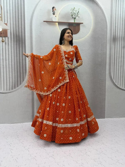Designer Georgette Lehenga Choli - Heavy 7mm Embroidery for Wedding Season