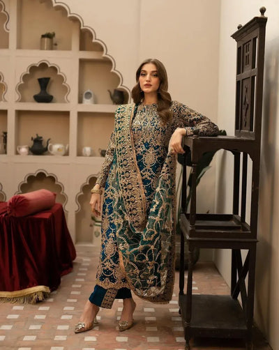 Designer Georgette Plazzo Suit - Heavy Embroidery for Eid Festivities