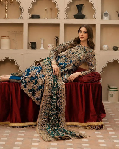 Designer Georgette Plazzo Suit - Heavy Embroidery for Eid Festivities