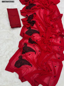 Designer Georgette Saree - Heavy Diamond Work for Women