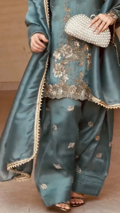 Designer GMY Silk Suit - Exclusive Festive Wear Farshi Pant Set for Women