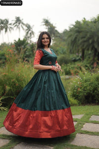 Designer Gown Banarasi Jacquard Silk Women's | Festive & Party