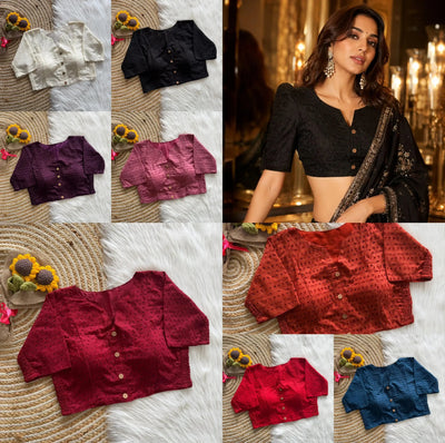 Designer Hakoba Cotton Blouse - Padded Readymade Fit for Saree & Festive Wear