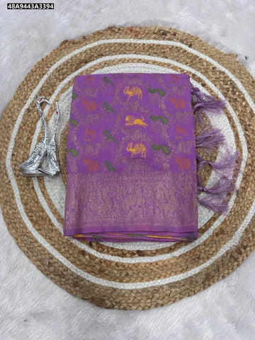 Designer Hand-Dyed Georgette Saree - Meenakari Jungle Theme