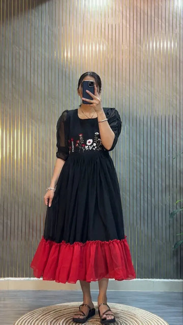 Designer Handwork Midi Dress - Elegant Festive Wear for Women