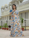 Designer Heavy Chinnon Saree - Ready to Wear Floral Print with Kutchi Mirror Work for Women