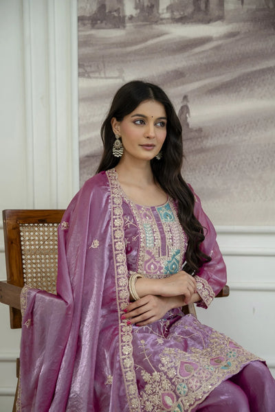 Designer Heavy Fendy Silk Kurti Palazzo Set - Festive Wear for Women