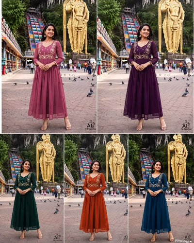 Designer Heavy Georgette Gown - Embroidered Party Wear for Women