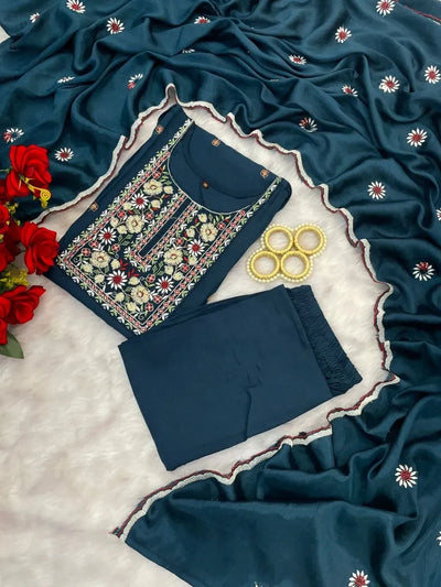Designer Heavy Rayon Suit Set - Festive Wear Kurti with Dupatta