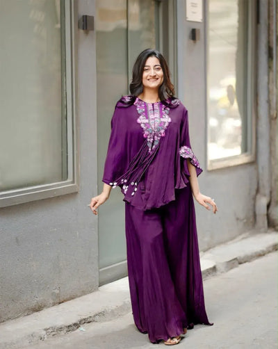 Designer Indo Western Dress - Heavy Sequence Embroidery Three Piece Set for Women