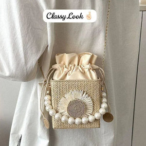 Handcrafted Jute Potli Sling Bag with Pearl Handle - Premium Festive and Casual Crossbody Purse