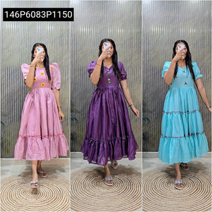 Designer Kota Check Silk Hand Work Gown Women's | Party & Festival
