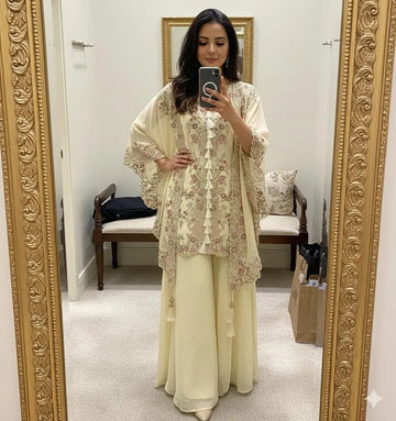 Designer Kurta Plazzo Set - Sequence Embroidery for Women