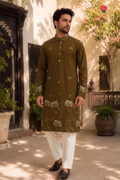 Designer Kurta Pyjama Set - Best Festive Kurta Pyjama with Heavy Work for Men