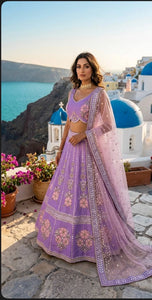 Designer Lavender Silk Lehenga - Sequin Wedding & Festive Wear