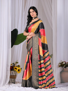 Designer Lichi Silk Saree - Elegant Printed Work for Women
