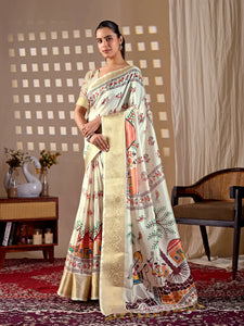 Designer Lichi Silk Saree - Traditional Printed Art for Women