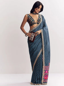 Designer Manipuri Printed Saree - Elegant Embroidery Lace for Festive Wear