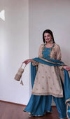 Designer Maska Cotton Palazzo Suit - Festive Wear with Dupatta | Sizes M-XXL