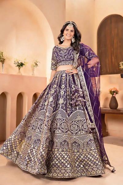 Designer Net Lehenga Choli - Heavy Sequin Work for Weddings