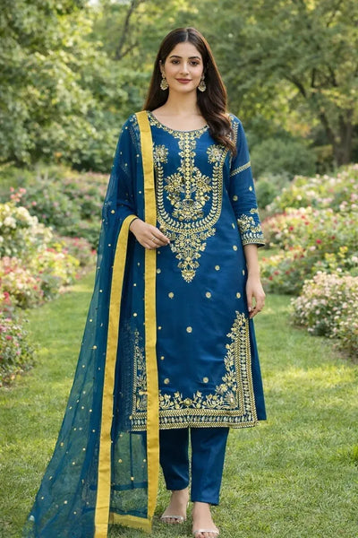 Designer Pakistani GMY Silk Suit Set - Embroidered Ready-to-Wear for Women