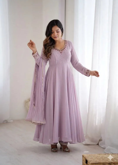 Designer Party Wear Georgette Gown - Heavy Handwork Festive Outfit