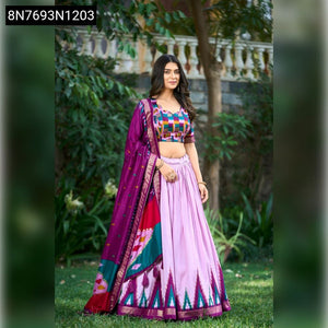 Designer Printed Tasar Silk Lehenga Choli for Women | Festive Wear