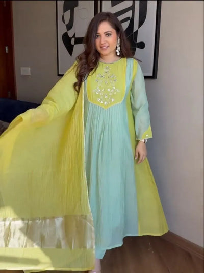 Designer Pure Mul Chanderi Suit Set - Festive Wear for Women