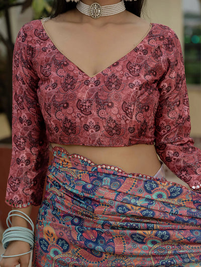 Designer Ready to Wear Saree - Heavy Chinnon Silk with Kutchi Mirror Work