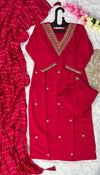 Designer Roman Silk Kurti Set - Elegant Embroidery for Festive Wear