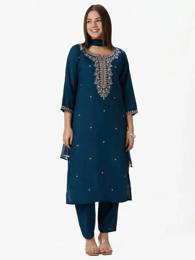 Designer Roman Silk Kurti Set - Elegant Embroidery for Women
