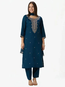Designer Roman Silk Kurti Set - Elegant Embroidery for Women